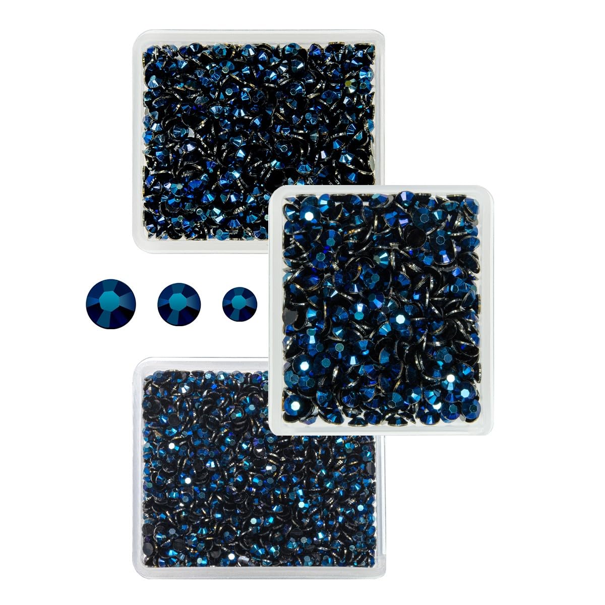 qiipii Ink Blue Resin Rhinestones for Crafting 3mm 4mm 5mm Montana Flatback Jelly Stones Bulk SS10 SS16 SS20 Navy Blue Diamonds Gems for Nails Face