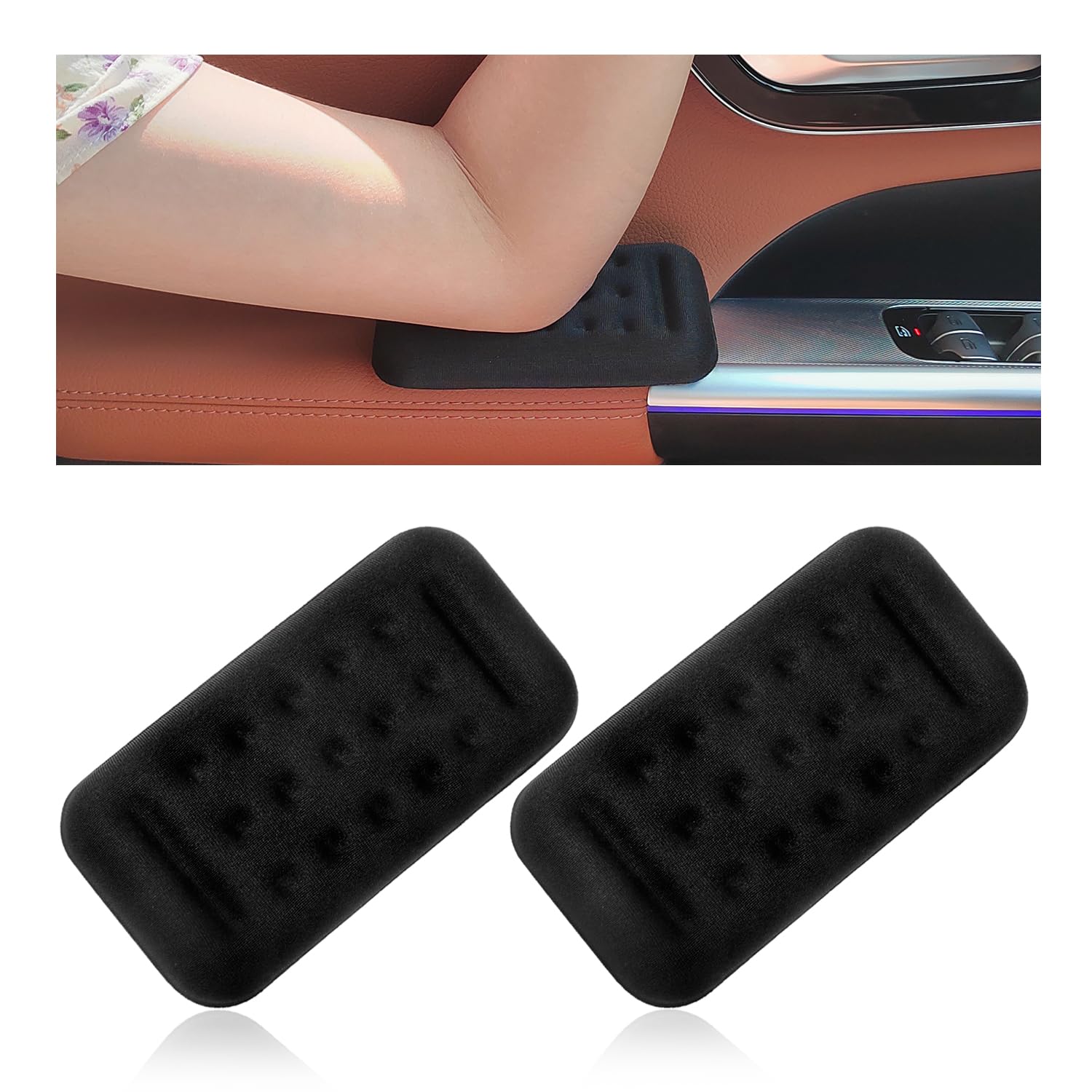 2PCS Arm Rest Elbow Pads for Car,Cosy Car Armrest Cushion Relieves Elbow Fatigue,Universal Automotive Center Console Armrest with Memory Foam for Arm Support Fits Most Vehicles