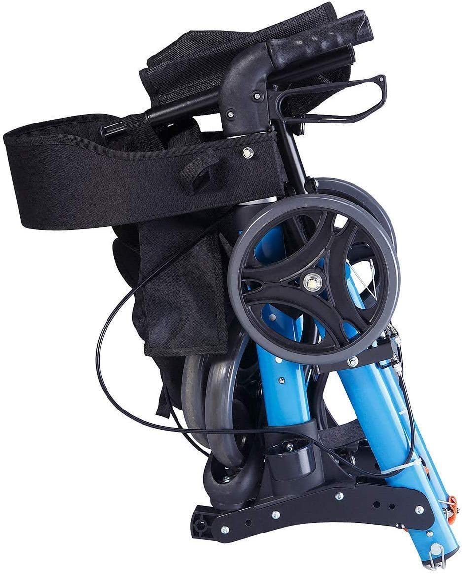 Rollator Walker, Heavy Duty Walker dla seniorów z siedziskiem i kołami, składane medyczne pomoce do chodzenia, rama do chodzenia z podwójną regulacją wysokości hamulca Interesting