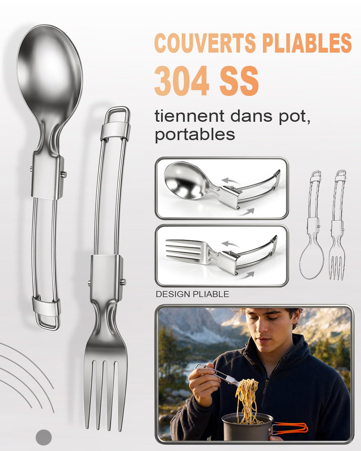 AUTOPkio Kit de Casserole Camping Ultraléger avec Mini Réchaud Gaz | Batterie Cuisine Aluminium, Ensemble Complet pour 1-2 Personnes, Poêle & Ustensiles Compact pour Randonnée Pêche Pique-Nique