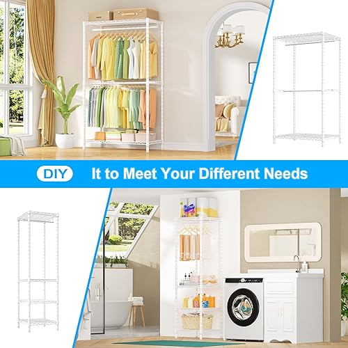 Miniatura 6 de Ulif Perchero E10 (con barra de suspensión elástica), percheros independientes para colgar ropa, sistema organizador de armario ajustable, perchero