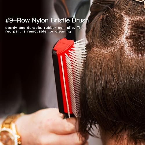 Miniatura 4 de Juego de cepillos para desenredar el cabello, cepillo de cerdas de nailon con cojín de 9 filas, cepillo de doble fila, cepillo de burlas, peine de