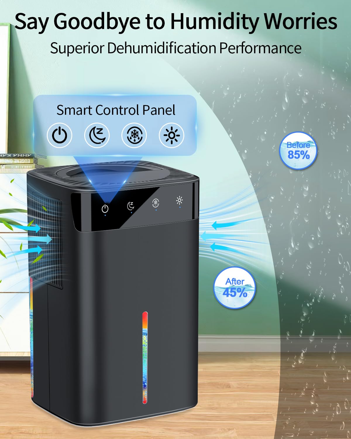 Deshumidificadores para el hogar, unidad portátil de 2.6 L con