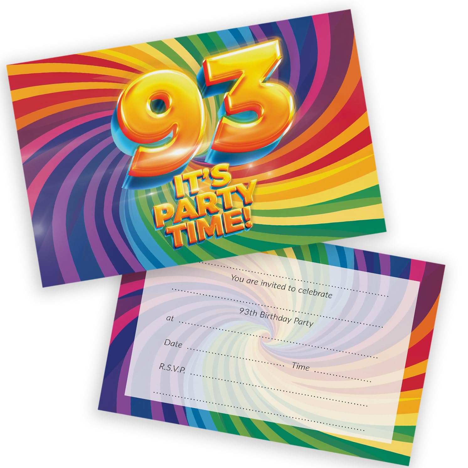 93rd Birthday Party Invitations Women and Men, Now It's Party Time 20 Pack — image 1