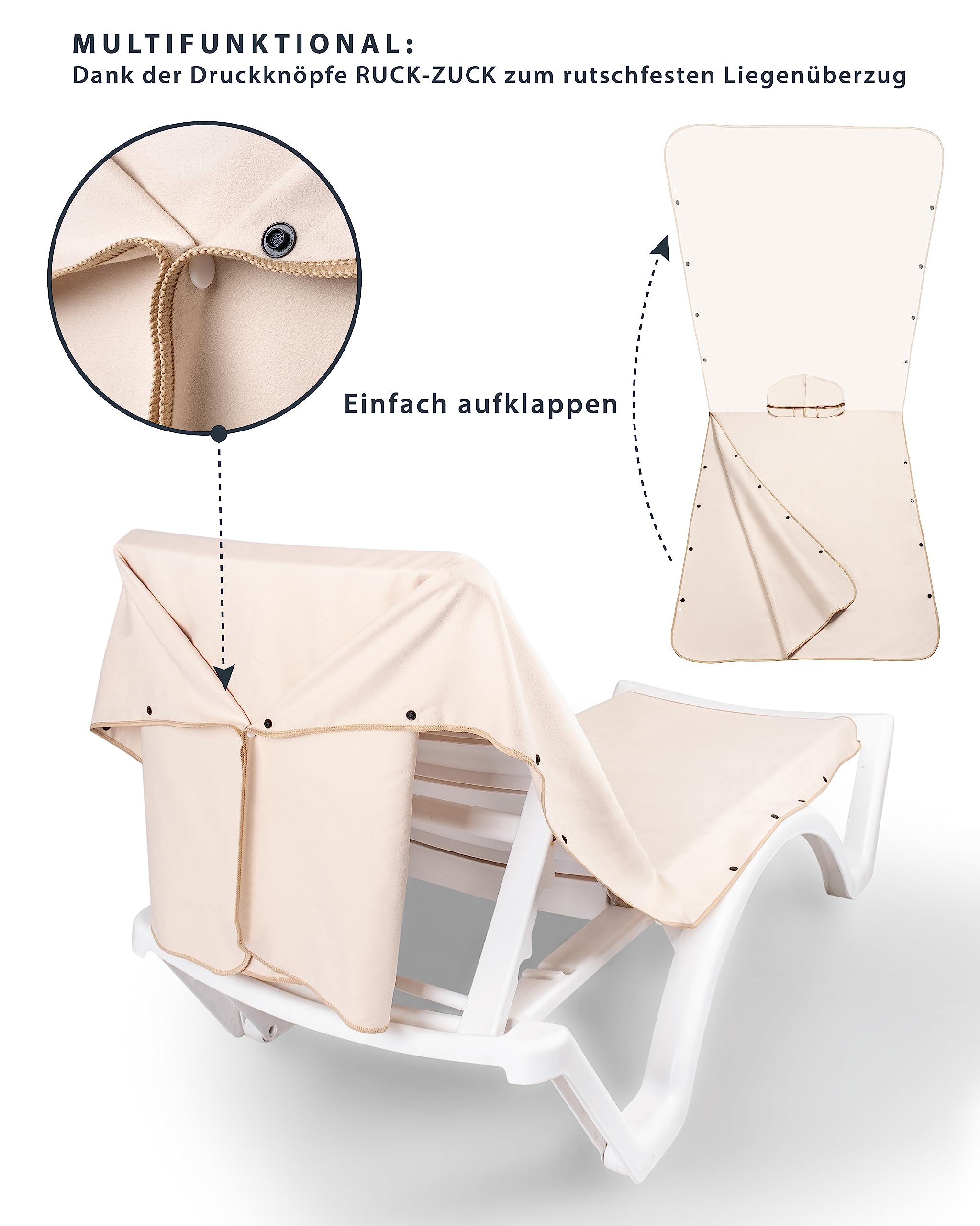Gräfenstayn Premium Swim Poncho con bottoni a pressione - Öekotex 100 - Accappatoio per uomo e donna - Surf Poncho Beach Poncho Towel -Adult - Microfibra Swimwear (S-M beige)