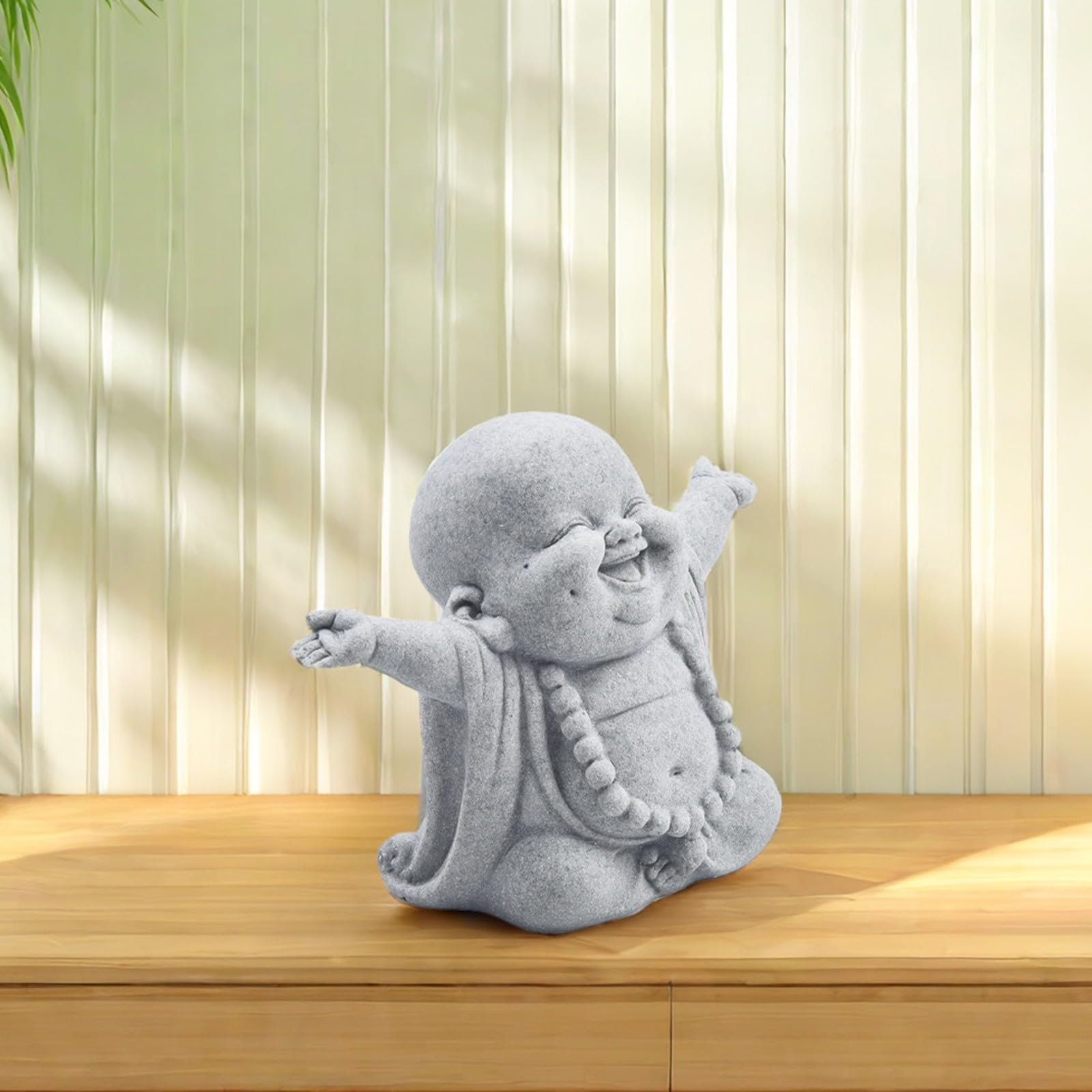 Dikke lachende Boeddha tuin ornament zandsteen effect buiten en binnen standbeeld decor, thuis boeddha decor vet boeddha standbeeld, lachen Boeddha standbeeld auto dashboard desktop (A