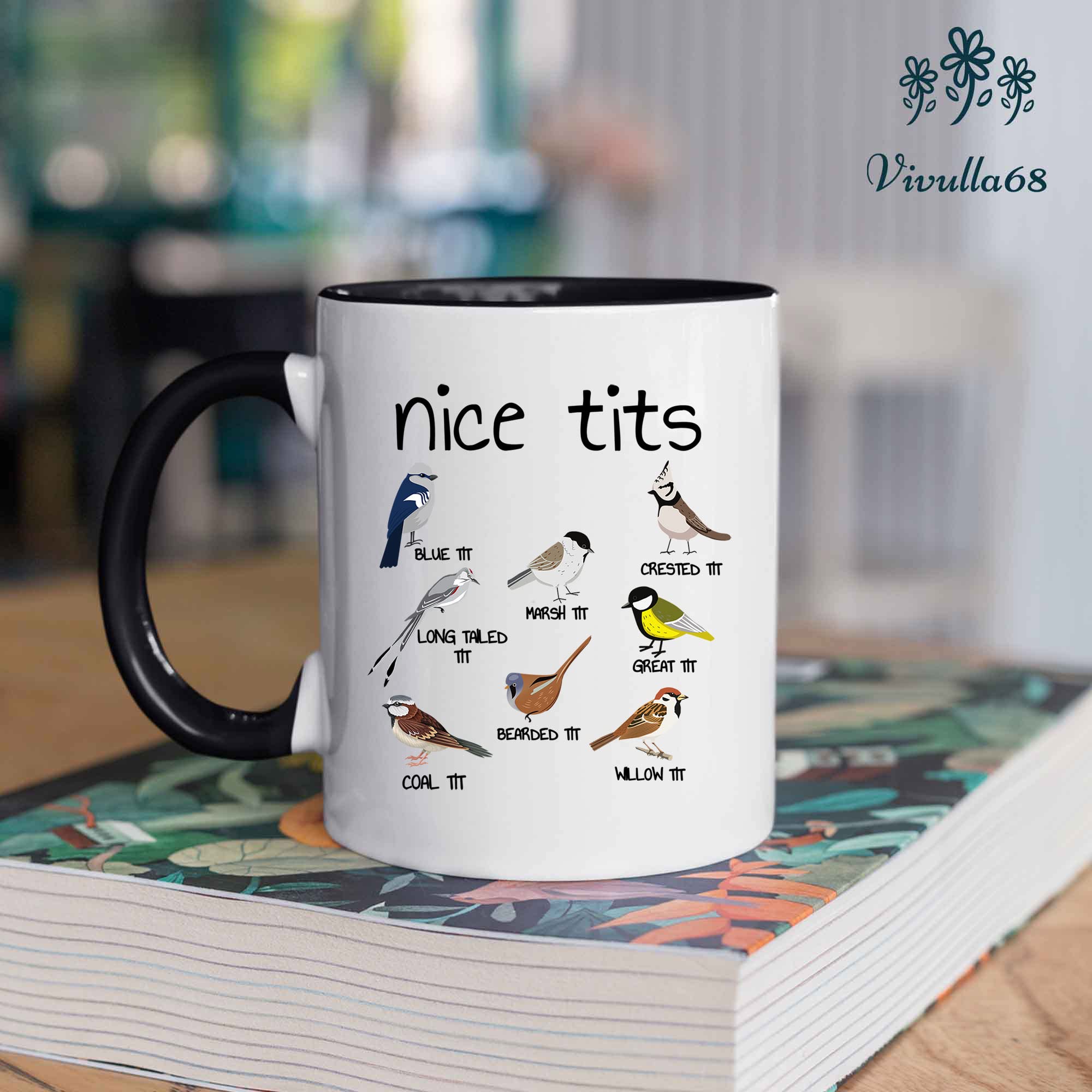 Vivulla68 15oz Nice Tits Coffee Mug - Funny Bird Watching Mug, Birthday Gift for Father & Friends: 11oz Black