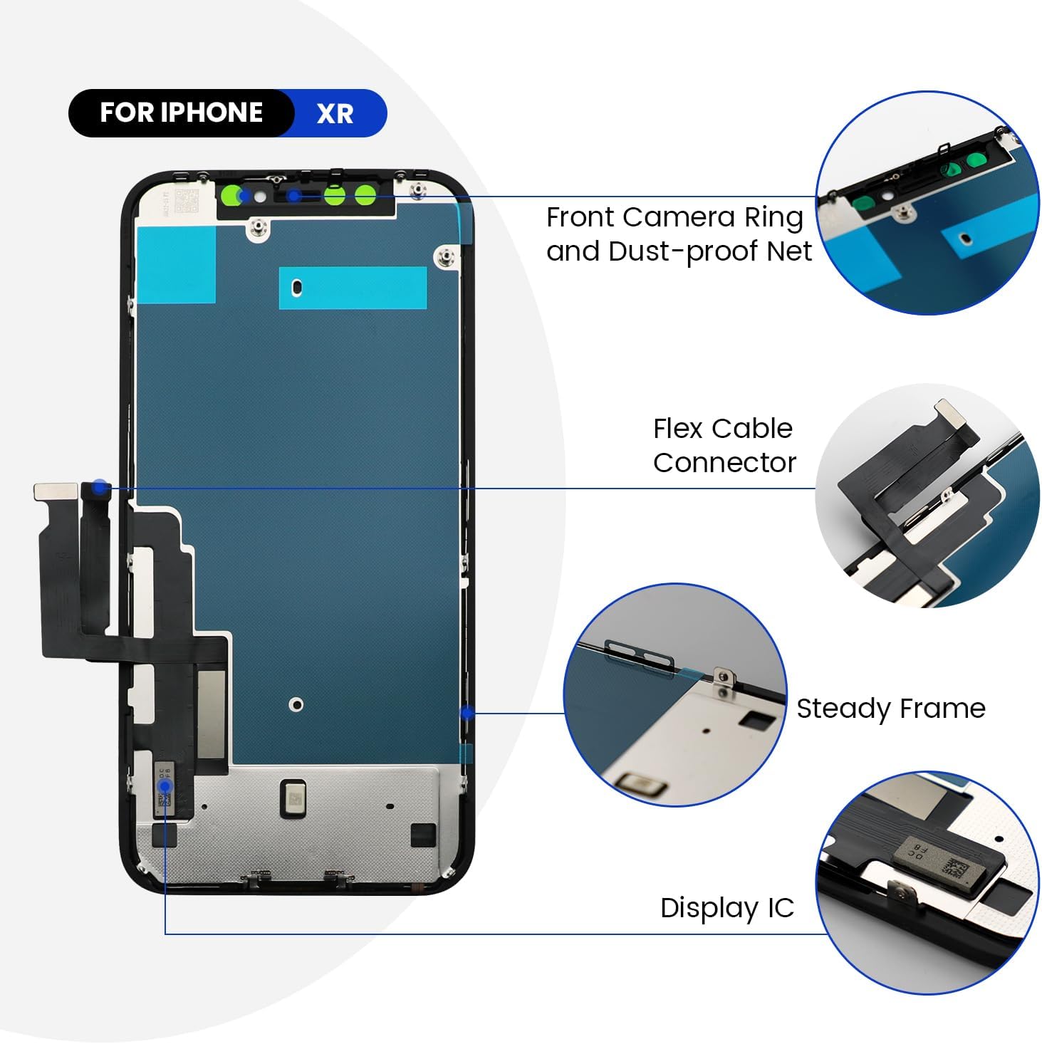 for iPhone XR Screen Replacement 6.1", LCD Display Digitizer Assembly with Repair Tools Kit, 3D Responsive Touch, High Resolution, Easy Installation - Model A1984, A2105, A2106, A2108