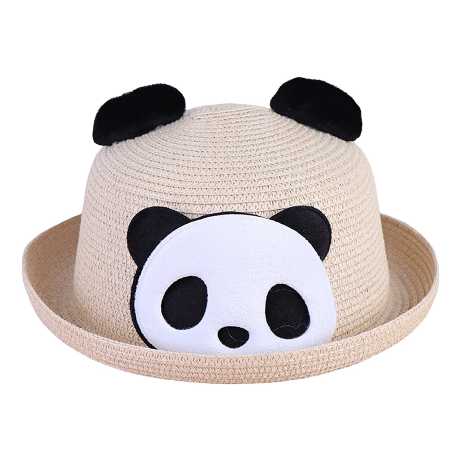 Rubu22a Bebé Invierno Niños Bebé Niñas Niños Sombrero de paja Dibujos Animados Panda Sombrero Protección Solar Sombrero Sombrilla Gorra Mujer Gorra de Basecap Hombre