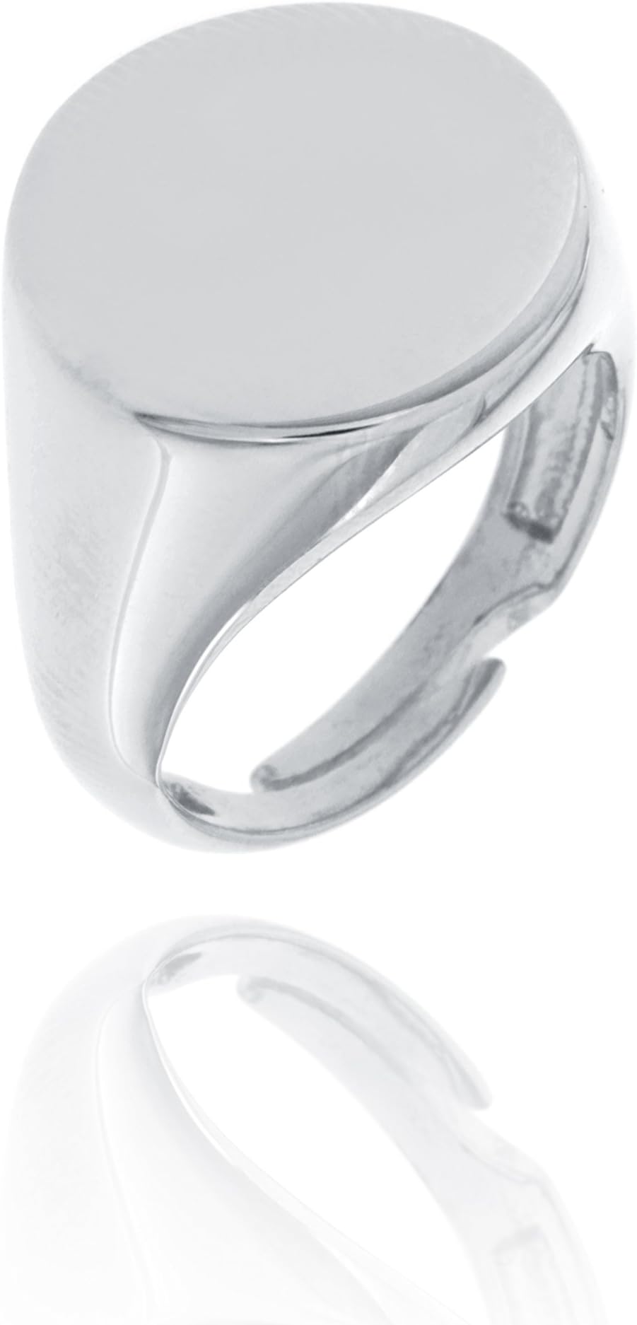 Padre Nostro - Little Finger Pinky Ring Round in Rhodium-Plated 925 Silver, Adjustable Size, 5,4 Grams