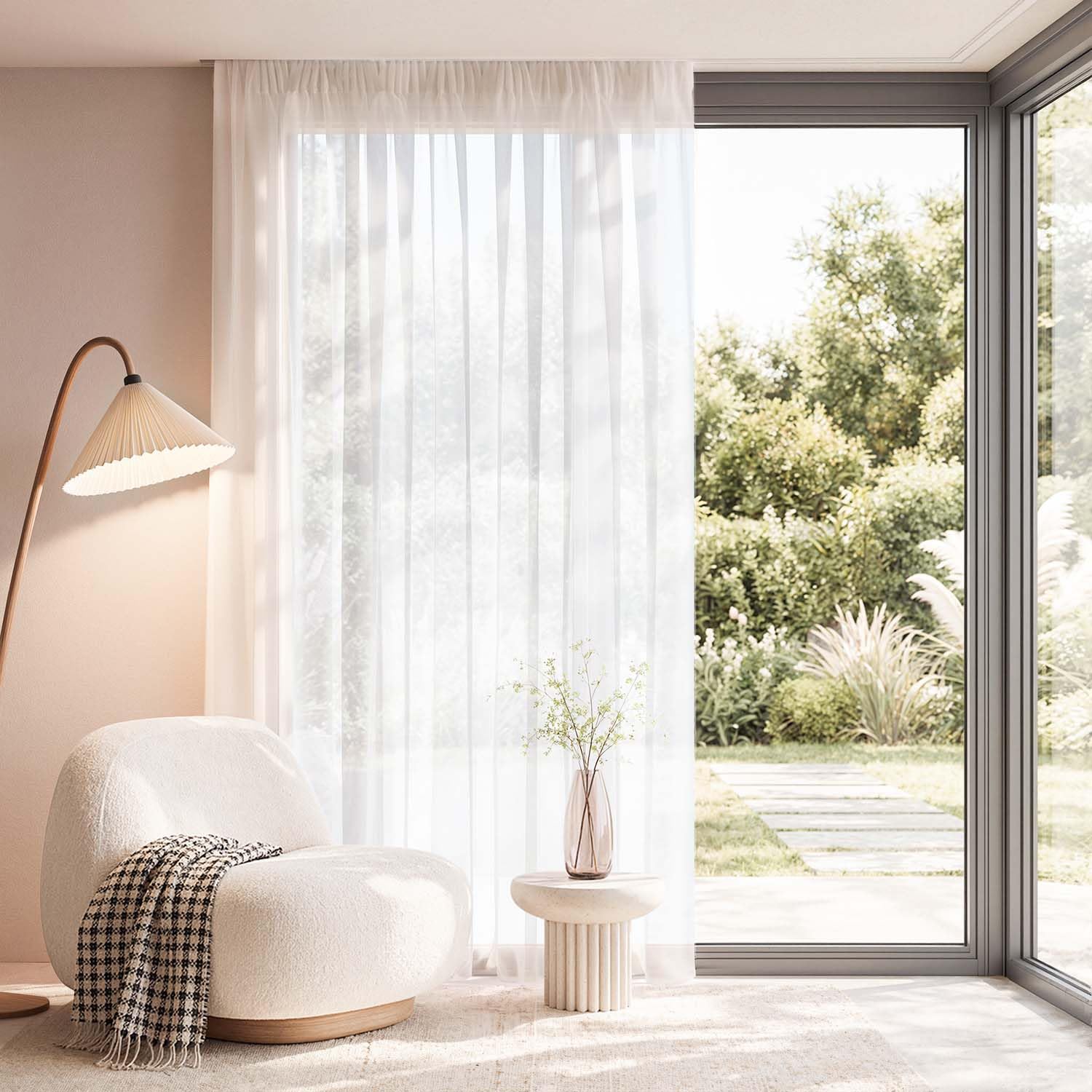 TOPICK Wide White Net Curtains, Pencil Pleat Voile Sheer 1 PCS, W80 xL84 โ image 1