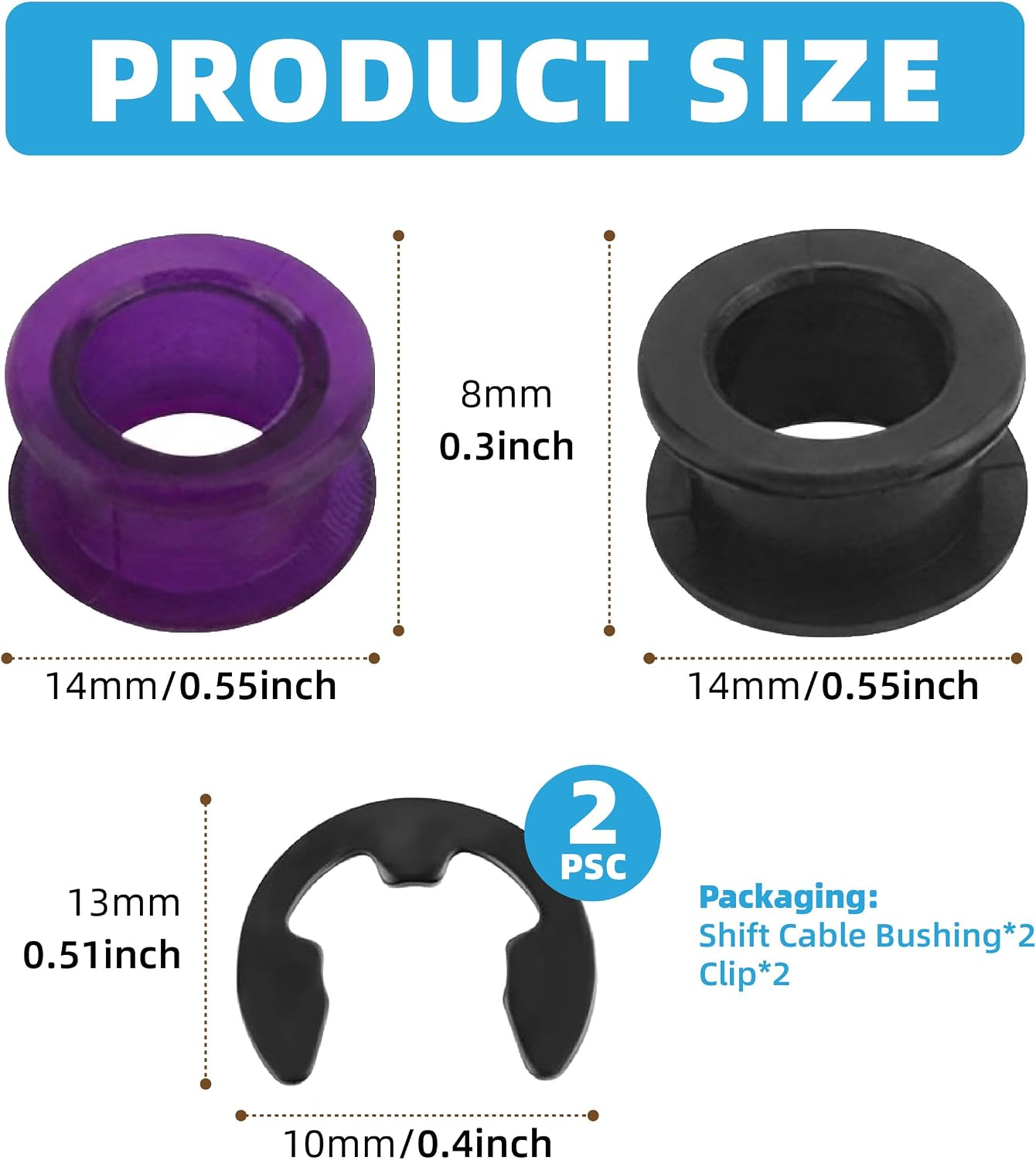 2PCS Shift Cable Bushing Repair Kit with Clips, Shifter Cable Bushing & Linkage Bush Replacement for Toyota Jeep Chevrolet, OEM# 33835-08010 33820-02370
