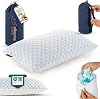 alkamto Travel & Camping Comfortable Memory Foam Pillow – Easy to Carry Portable Bag – Temperature Regulating Pillow Case White
