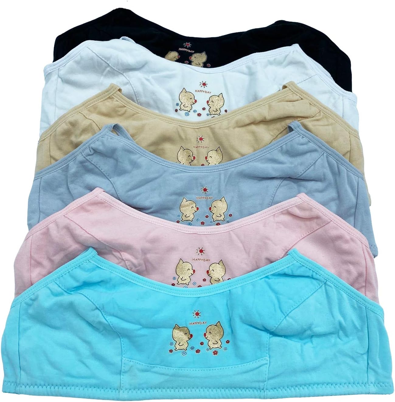 6 Pieces No Wire Full Cup Plain/Lace Light Padded Wire Free Bra A/B/C/D/DD