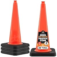 Vista 25 de Xpose Safety Cono de tráfico verde lima de 28 pulgadas, paquete de 4, cono de seguridad de PVC de alta calidad para estacionamiento, precaución