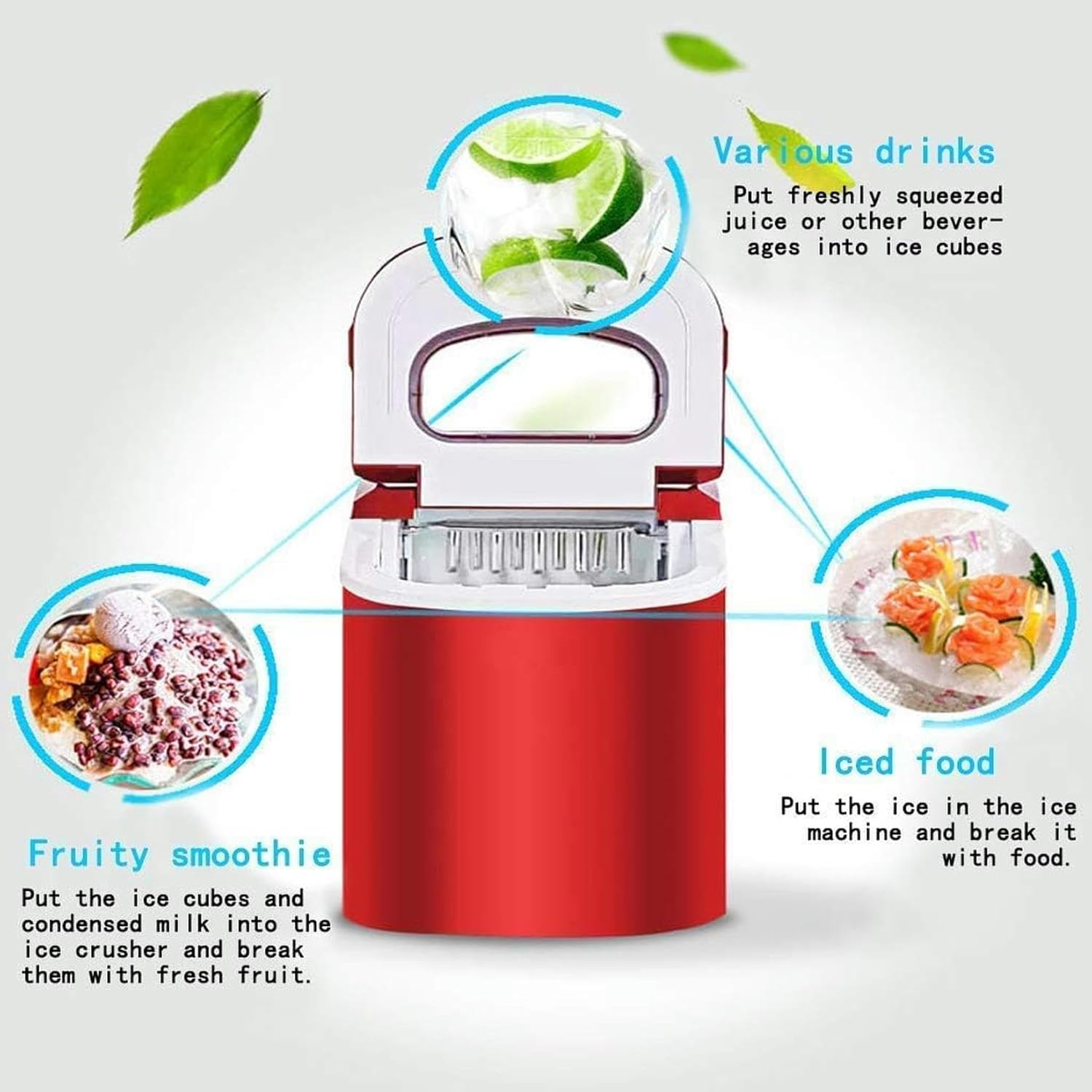 Portable Ice Maker Countertop-Ice Cube Maker Machine, Make 33 Lbs Ice in 24 Hrs, 2.2 L Tank, Suitable for Homes, Bars and Cold Drinks Shops (Purple)