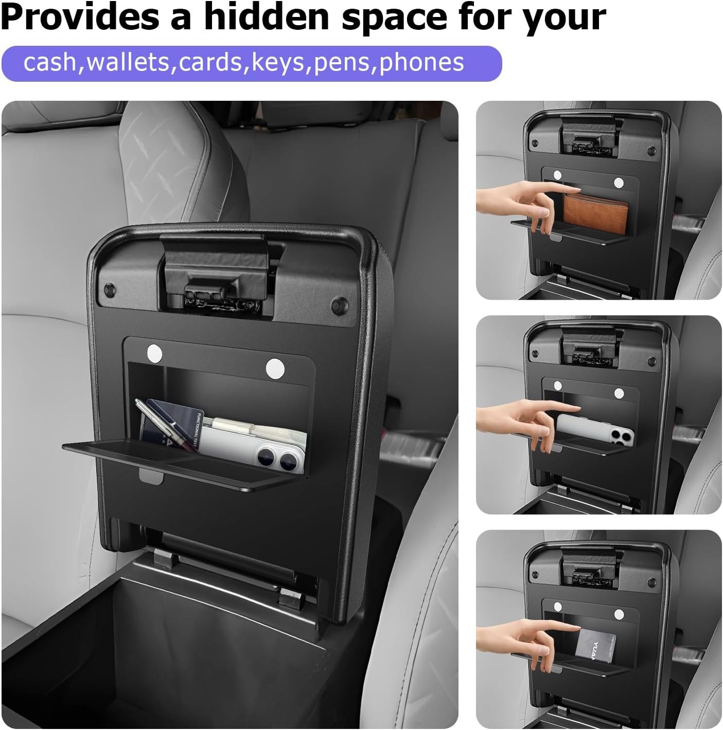 LUWU 2026 Tacoma Center Console Cover Hidden Storage Box Compatible with 2024 2025 2026 Toyota Tacoma Accessories Silicon Material Armrest Cover Center Console Hidden Organizer Box (2 in 1 Design)