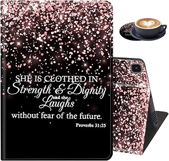for Samsung Galaxy Tab A7 Lite 2021 Cover and Coaster Set, Adjustable Stand Shockproof Cover for Samsung Tab A7 Lite 8.7 Inch SM-T220/T225/T227, Bible Verses Proverbs 3125