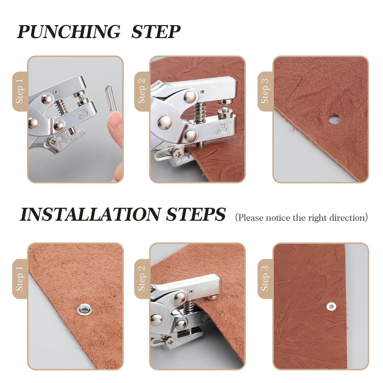 Gueenky Pinze per Occhielli per Teloni e Tessuti, Pinza Occhiellatrice con 700 Occhielli Metallici (Ø 5 mm), Pinze per Occhielli per Teloni Tessuti Cinture in Pelle