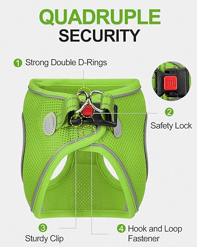 Vista 38 de Joytale arnés para perro, 12 colores, chaleco de malla transpirable, arnés acolchado suave reflectante para perros medianos, negro, XL.