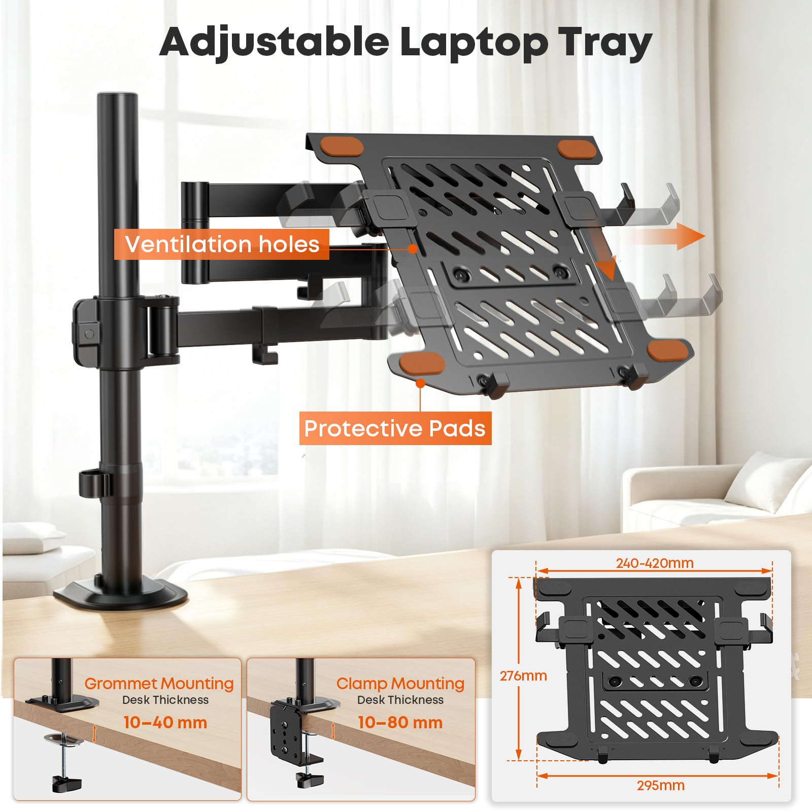 PUTORSEN Laptop Arm Halterung für 12-18 Zoll Laptop & 17-32 Zoll Monitor