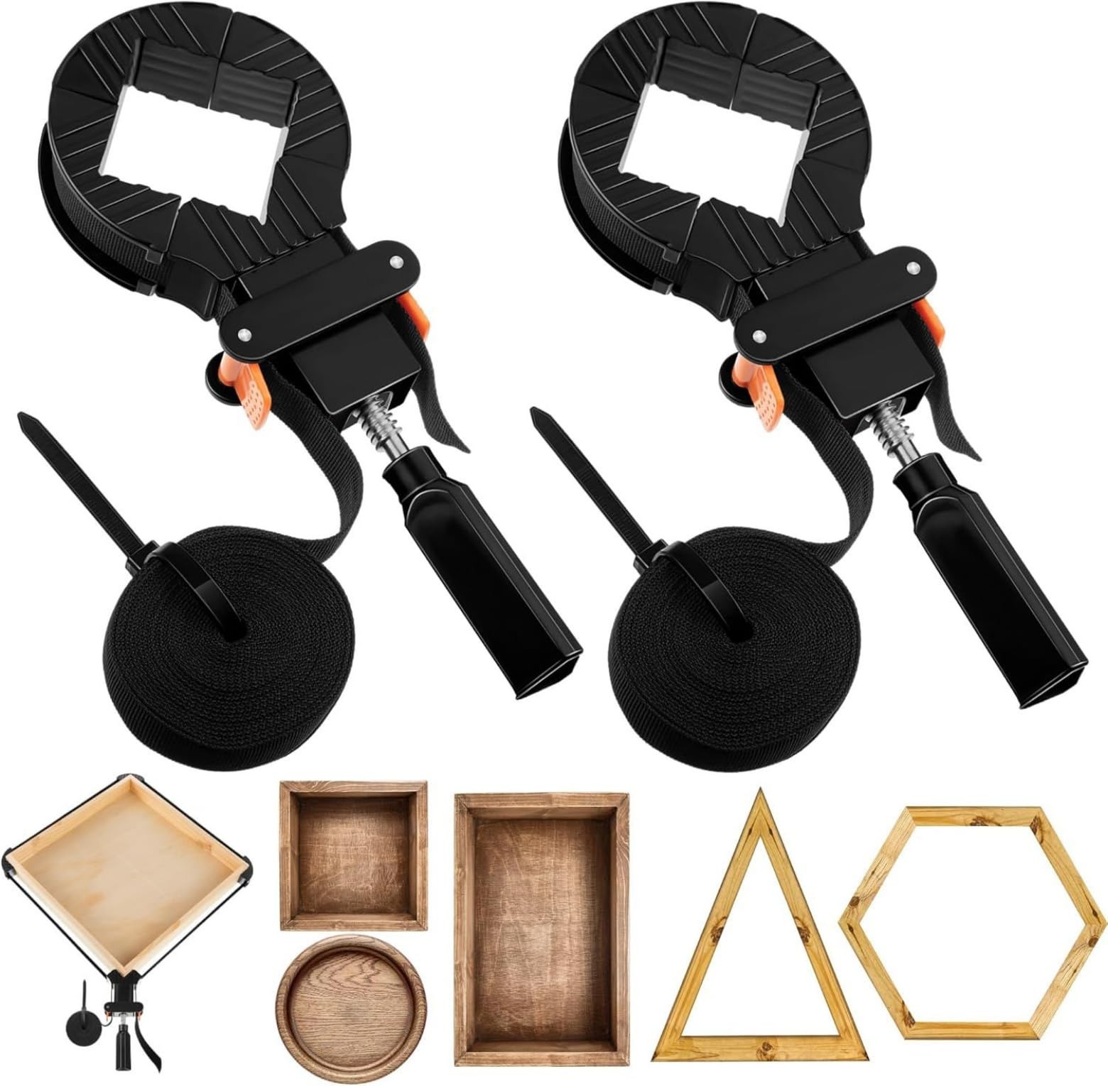 2 Pcs Band Clamp, 13FT Strap Clamps for Woodworking with 4 Corner Claws