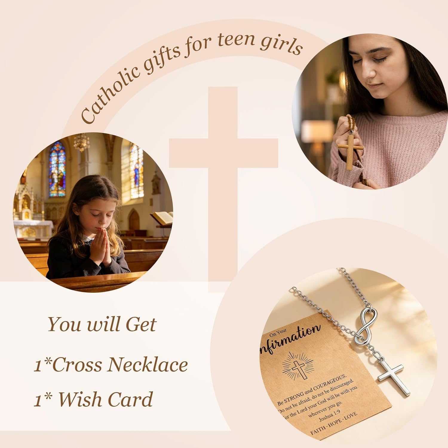 YANCHUN Long Cross Necklace for Women Dainty Silver Pendant Lariat Necklace Catholic Religious Christian First Communion Gifts Easter Basket Stuffers - Image 4