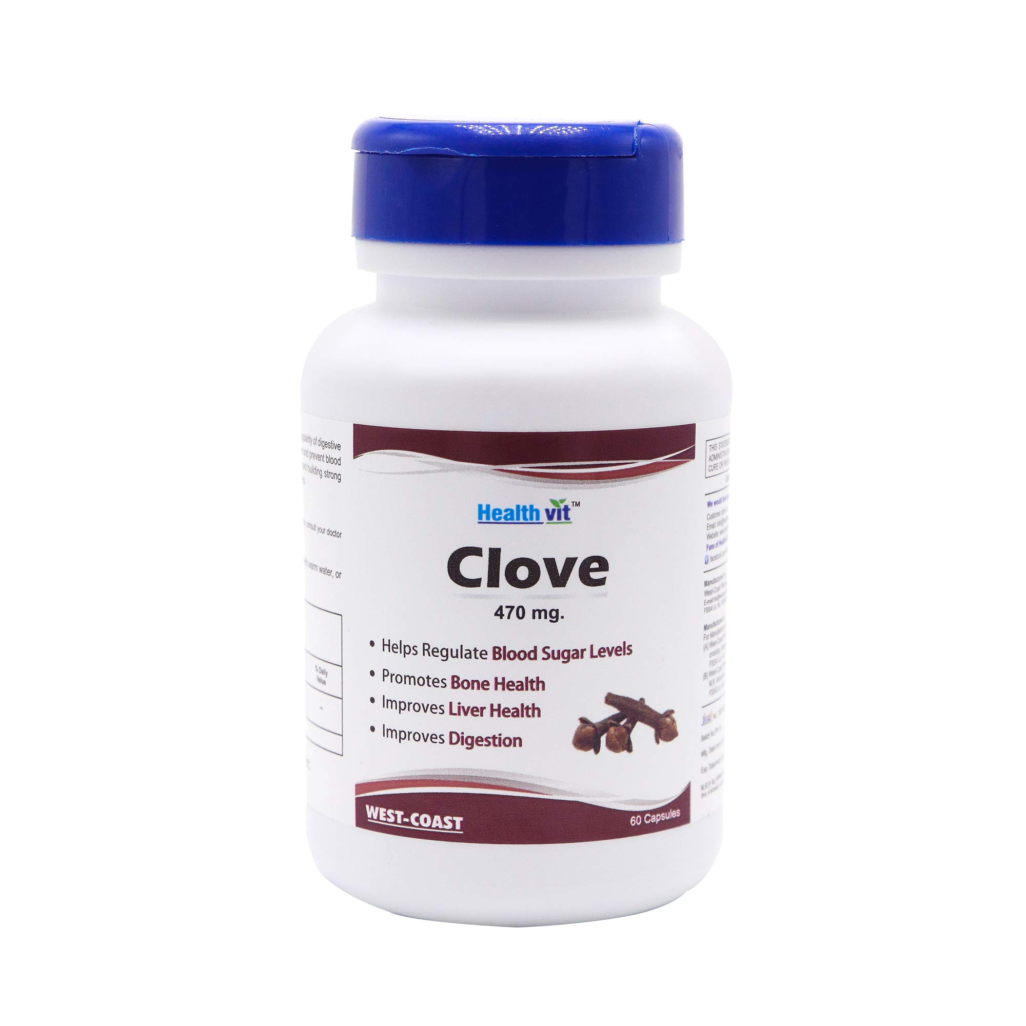 Healthvit Clove 470mg For Better Digestion | Improves Liver Health |Helps In Increase The White Cell Count | 100% Natural And Vegan | 60 Capsules (B081QHPT2P) Amazon Price History, Amazon Price Tracker