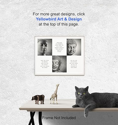 Vista 12 de Inspirational Buddhism Buddha Quotes - Zen Wall Art Home Decor - Decoration for Spa, Living Room, Yoga Studio, Office - Unique New Age Gift for