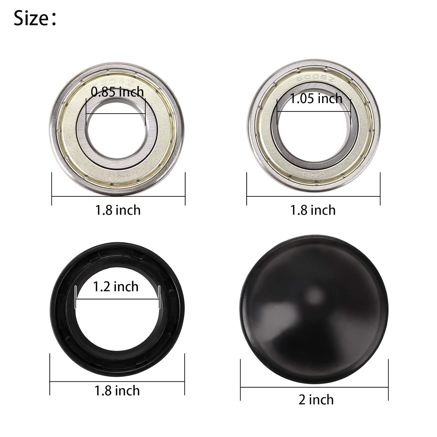 10L0L Golf Cart Front Wheel Bearing Kit for Yamaha G2,G8,G9,G11,G14,G16,G19,G20,G21,G22,G29 Gas & Electric,Inner Wheel Sealed Ball and Commutator Bearing with Rubber Front Hub Dust Cover, 93306-005Y3