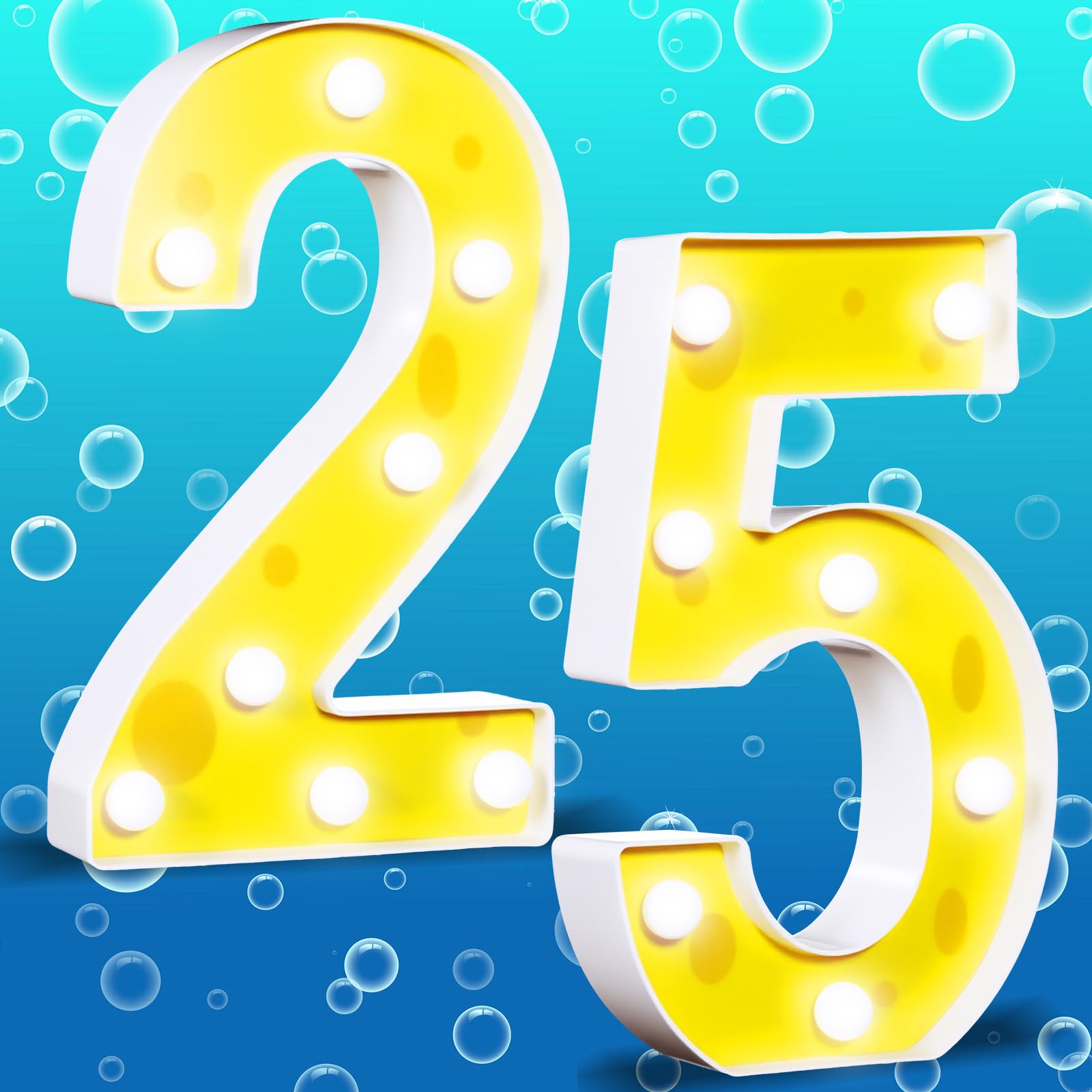 Kittmip Sponge Themed Light up Numbers Yellow Cute Dot Cartoon Numbers Lights for Birthday Party Wedding Anniversary Home Decoration