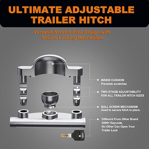 Miniatura 5 de Cerradura de enganche de remolque, bloqueo de acoplador de remolque resistente, cerraduras de enganche de remolque de acero antirrobo, cerraduras