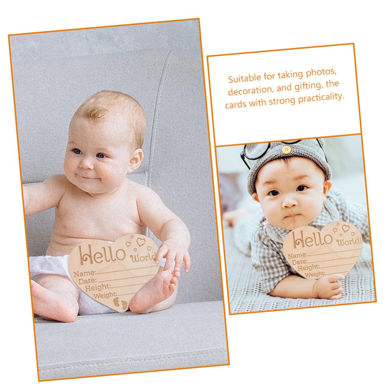 FUNOMOCYA 4Pcs Heart Shape Newborn Name Sign Meaningful Wooden Birth Announcement for Photo Prop and Decor Unique Milestone Keepsake