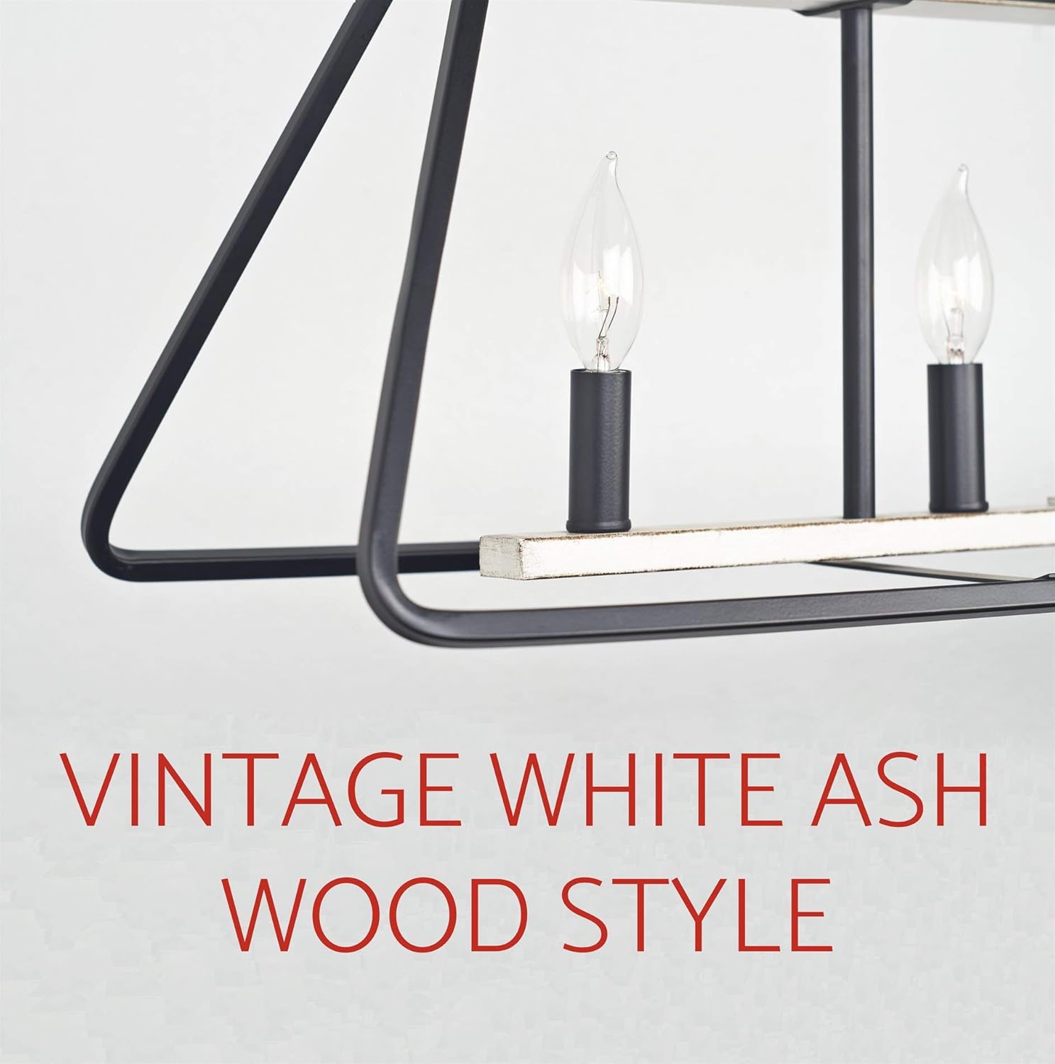 Free Shipping Offer Kira Home Linden 32 4-Light Modern Farmhouse Kitchen Island Light, Black + White Ash Wood Style Finish