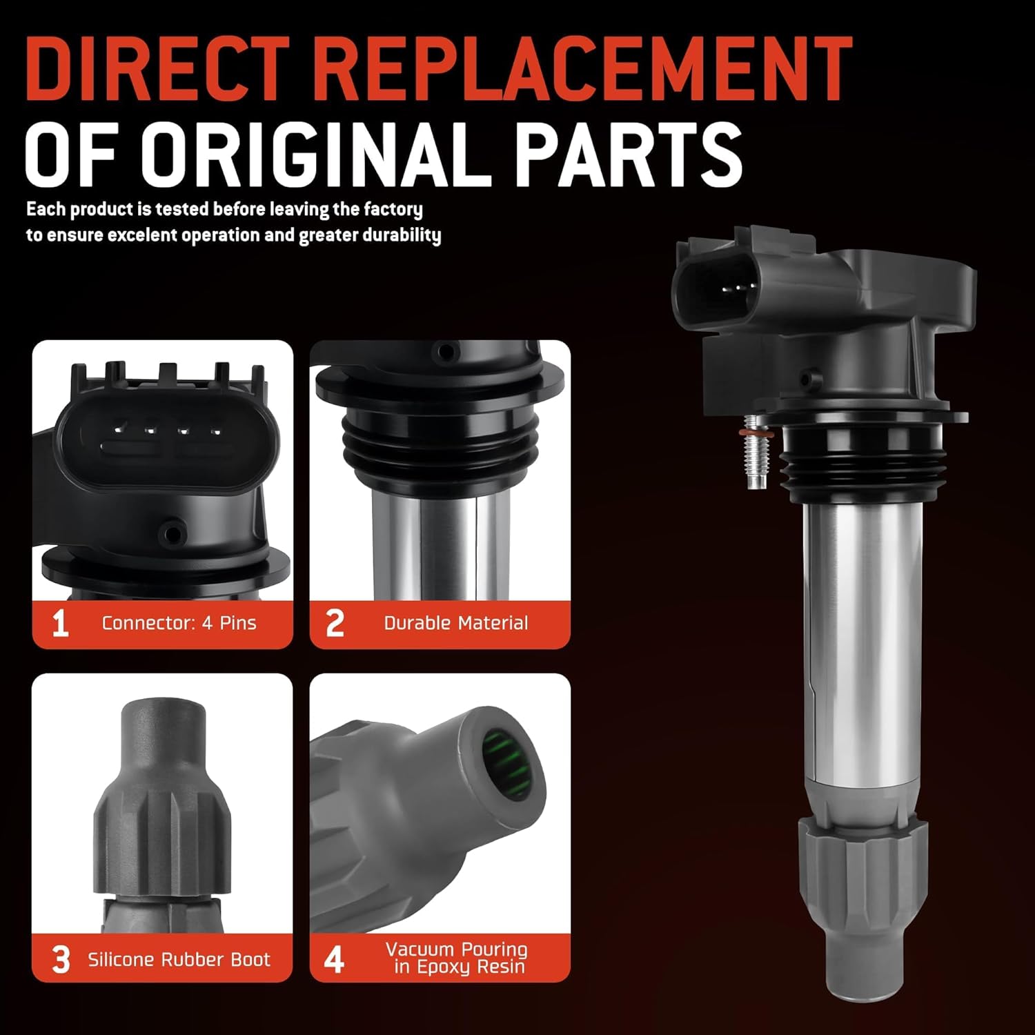 HYR Set of 6 Ignition Coil Pack and Iridium Spark Plugs Fit for 3.6L 2010-2016 Chevy Equinox Traverse Impala Camaro GMC Acadia Terrain Buick Enclave Cadillac SRX ATS CTS Saturn Aura Outlook V6 UF569