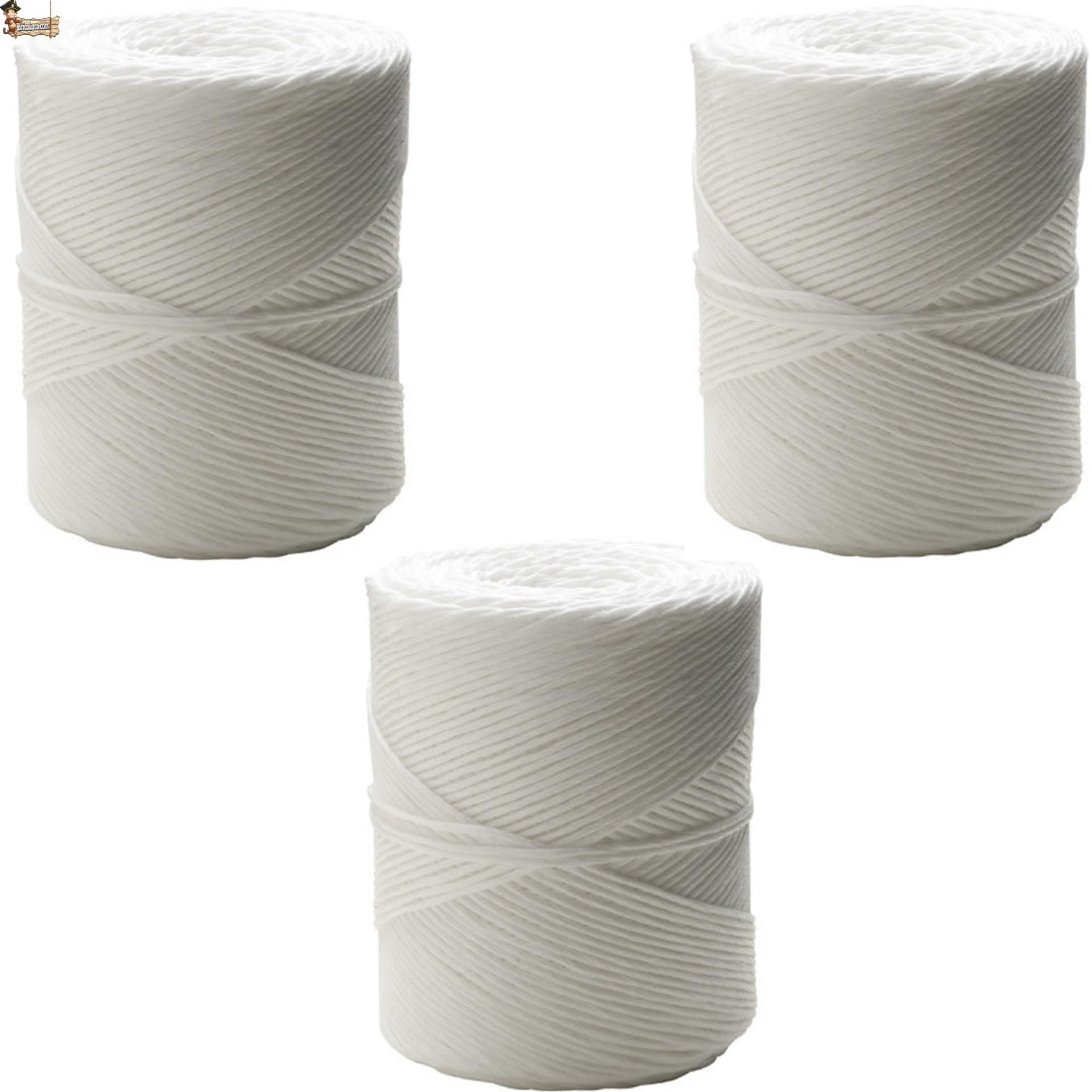 BricoLoco.com Cuerda Hilo Rafia Blanca 3 bobinas 440 Metros. Manualidades, paquetería, jardinería, Agricultura, entutorar, empacar. (Bobina 440 MTS., 3)