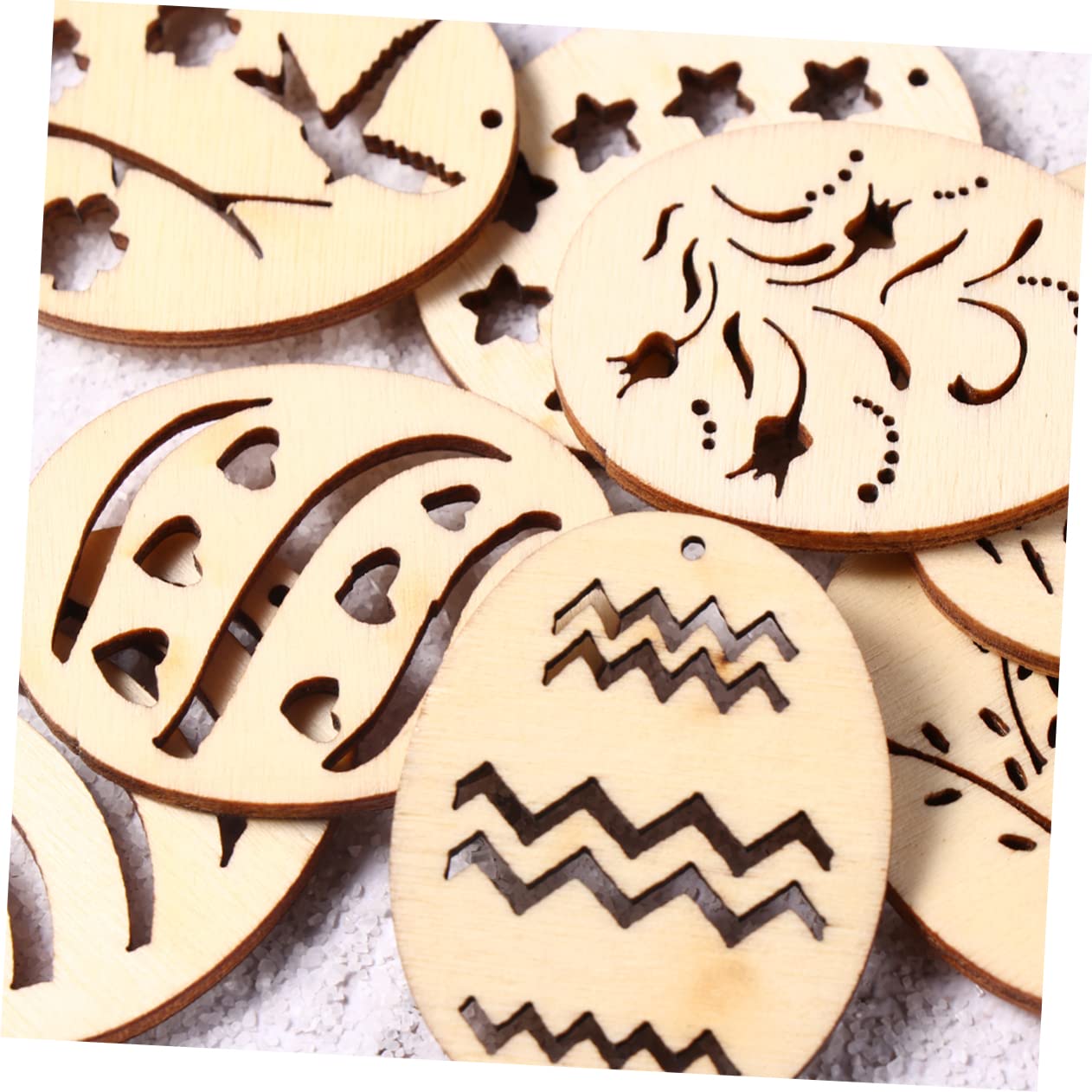 NUOBESTY 3 Juegos Manualidades De Madera Decoraciones Colgantes Adornos De Bolas De Navidad Claro Bolas De Navidad Adornos De Madera De Pascua Colgando Recortes De Bambú 100 Uds * 3