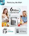 EUHOMY Machine à Glaçons de Comptoir, 9 Glaçons Prêts en 6 Mins, 26lbs/24H, Auto-Nettoyante, Machine à Glaçons Portable avec Poignée, Panier et Cuillère, 2 Tailles de Glaçons pour Maison, Cuisine, Bureau