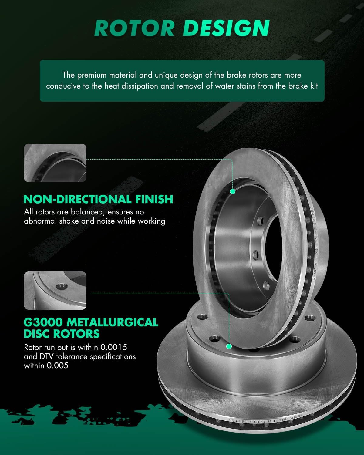 Brake Rotor and Pad, SCITOO Rear Brakes Rotors and Ceramic Brake Pads fit for 2000-2005 for Ford Excursion,1999-2004 for Ford for F-250 Super Duty,1999-2004 for Ford for F-350 Super Duty