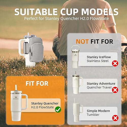 Miniatura 3 de Bolsa para botella de agua para vaso Stanley Quencher, bolsa grande para accesorios de copa Stanley, con múltiples bolsillos (solo bolsa)