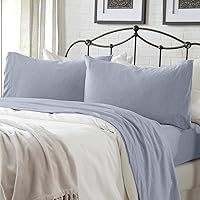 Vista 61 de Great Bay Home Cotton Jersey Knit Twin Sheet Set - Ultra-Soft, Stretchy, Heathered Melange Denim Blue Bed Sheets - Cozy, Soft T-Shirt Sheet &