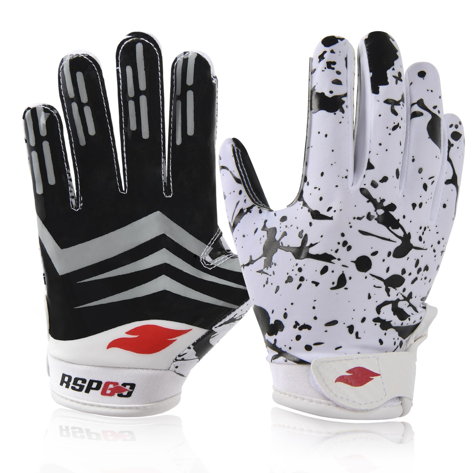 RSPGO Kids Football Gloves Youth Enhanced Grip Silicone Wide Receiver Gloves