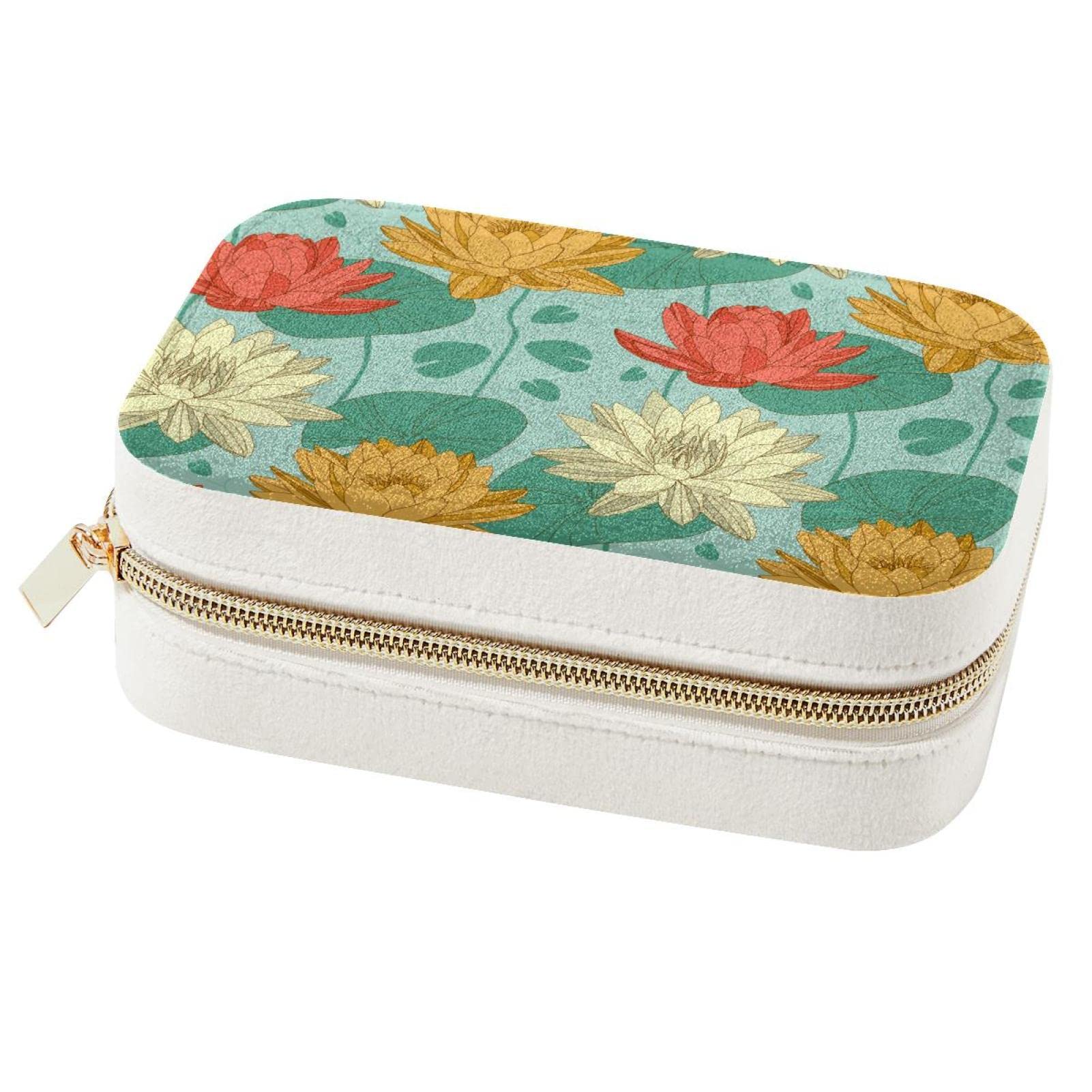 Boîte à bijoux de voyage lotus écrin haut de gamme en velours pour colliers précieux