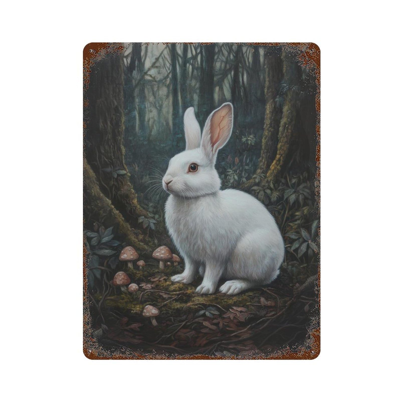 xiaoxiaoshen Rabbit Cottagecore Whimsical Woodland Rustic Nature1 Wall Decor Art Metal Tin Poster Modern Home Decor Art Home Bar Shop Decorations Vintage Sign 40x30cm
