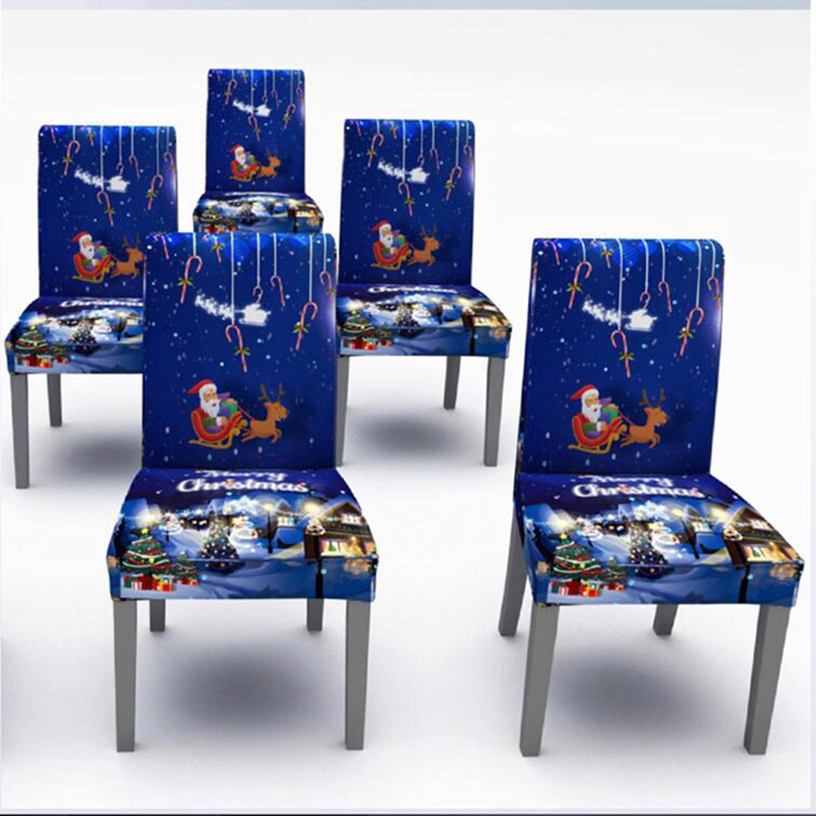ERNZI Fundas elásticas para sillas de Comedor de Navidad de 5 Piezas, Fundas para manteles de Navidad, Protector elástico de Silla de Navidad,para Banquete de Bodas de Comedor,140 * 180cm