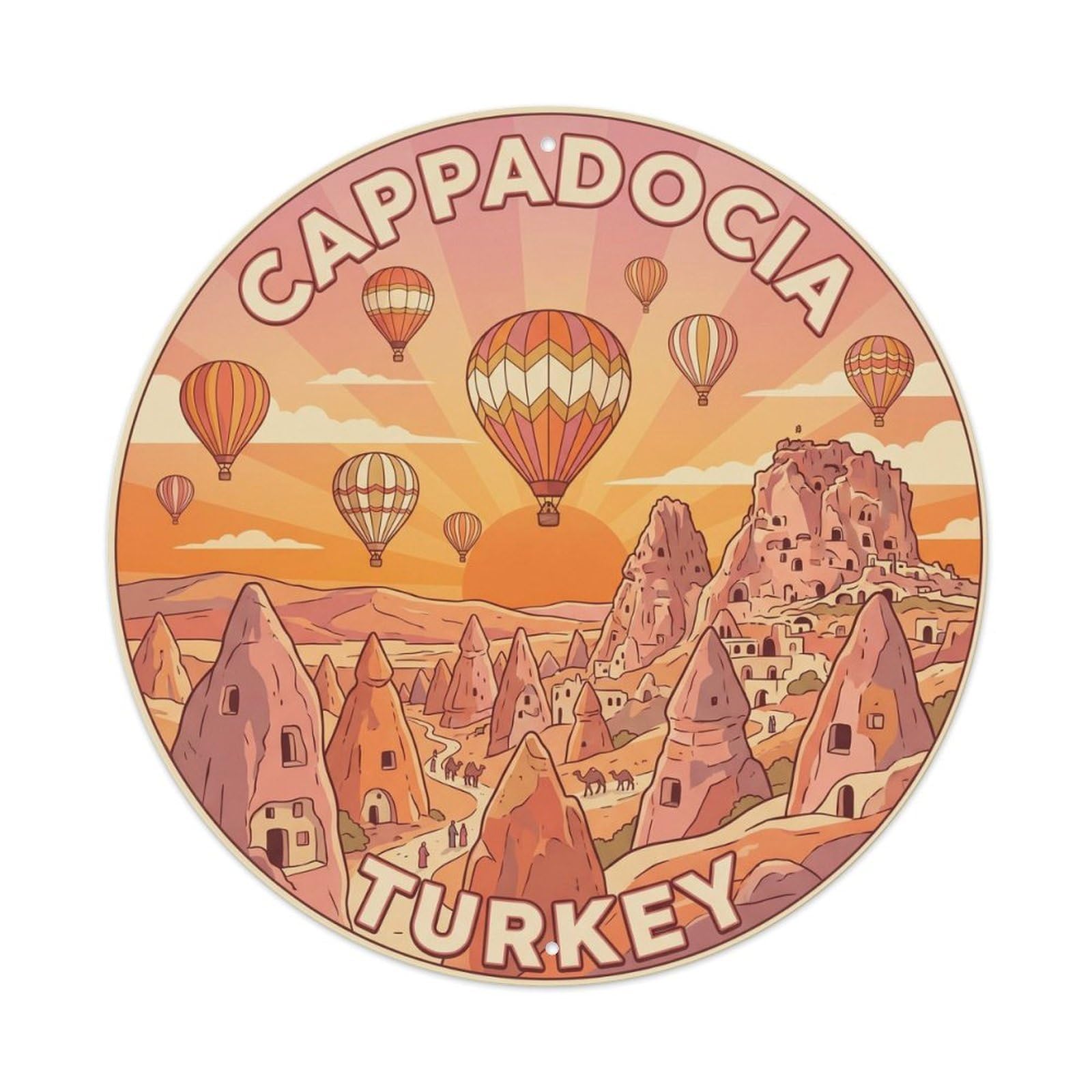 Vintage Travel Cappadocia Turkey Balloons Metal Tin Sign