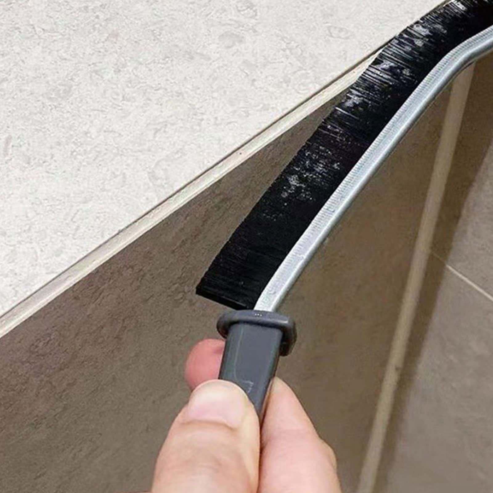 Cepillo Limpiador de lechada Duradero Cepillo de Limpieza de Juntas de Azulejos domésticos Cerdas rígidas Cepillo de Limpieza de lechada de Azulejos pequeños para líneas de Piso de Ducha (Blanco)