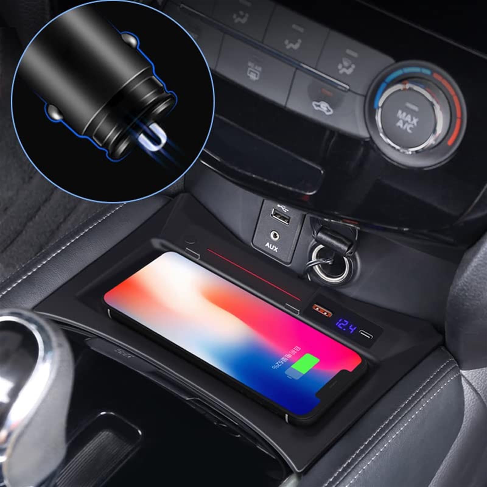 Bezprzewodowa ładowarka samochodowa QI 15 W, dla NISSAN, dla Qashqai, dla X-TRAIL, 2014-2021 Modernizacja wnętrza Panel ładowania bezprzewodowego telefonu komórkowego Podkładka ładująca bezprzew