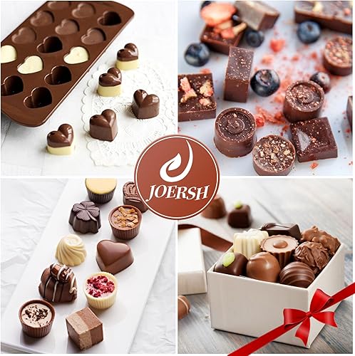 Miniatura 6 de JOERSH 5 moldes de silicona para chocolate para dulces, bombas de grasa, aperitivos y trufas, 9 formas, 93 cavidades, cera de jabón para derretir