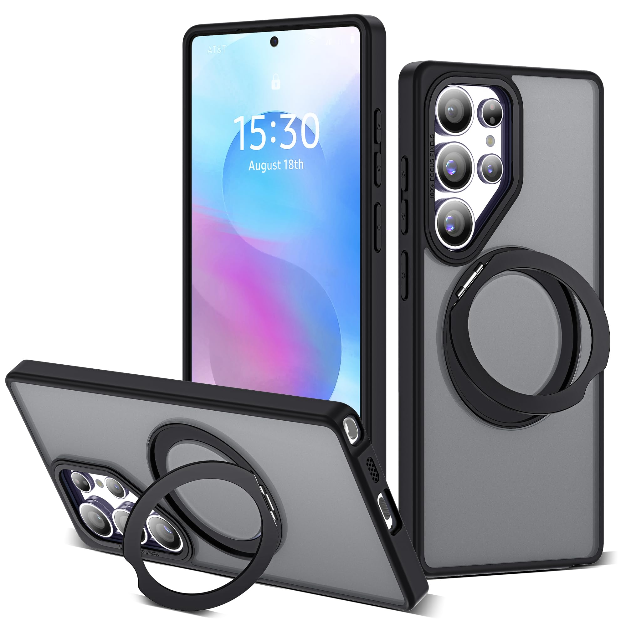 for Samsung Galaxy S25 Ultra Case with 360° Spin Stand,Black